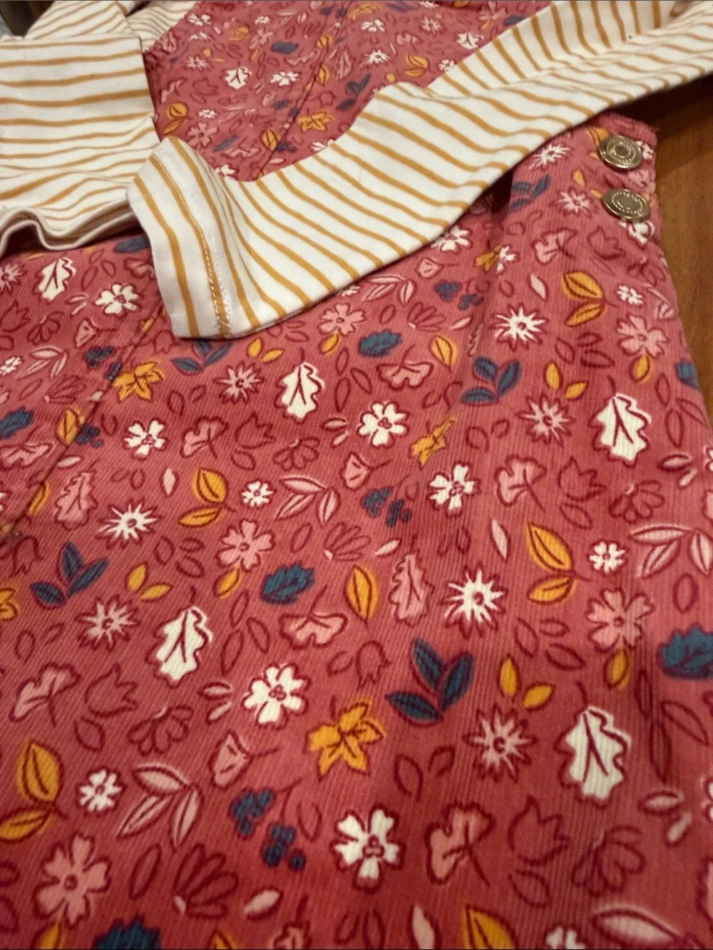 NWT Tahari Corduroy Pinafore Dress and Striped Tee